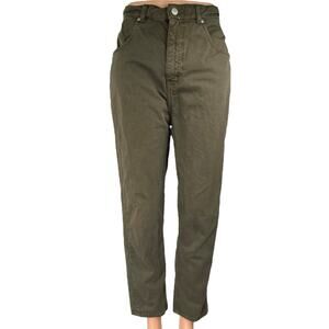 KOTN Women's Olive Green High Waist Tapered Ankle Denim Pants Mom Jeans Size 8